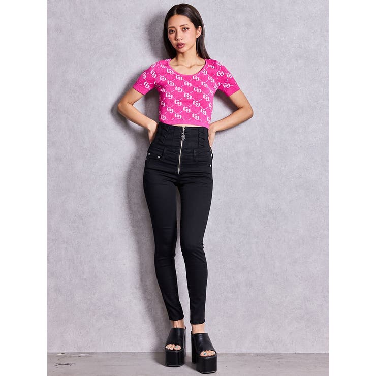 ハイウエストsacred edge crossフロントZIPレースアップスキニー… | GYDA | 詳細画像14 