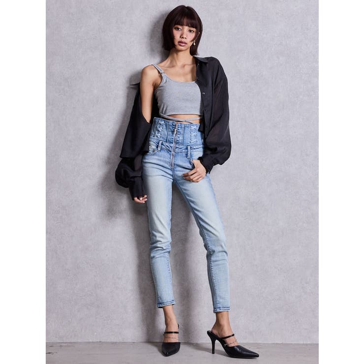 ハイウエストsacred edge crossフロントZIPレースアップスキニー… | GYDA | 詳細画像6 