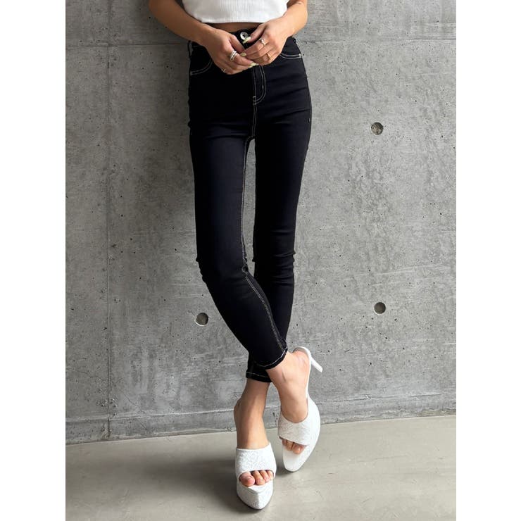 ブラック | 【TINY】ハイウエストワンウォッシュスキニーパンツ | GYDA