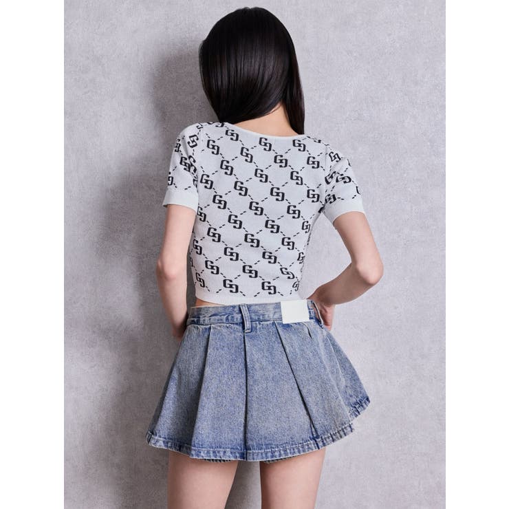 ハイウエストレイヤードプリーツスカートライクデニムショートパンツ | GYDA | 詳細画像22 