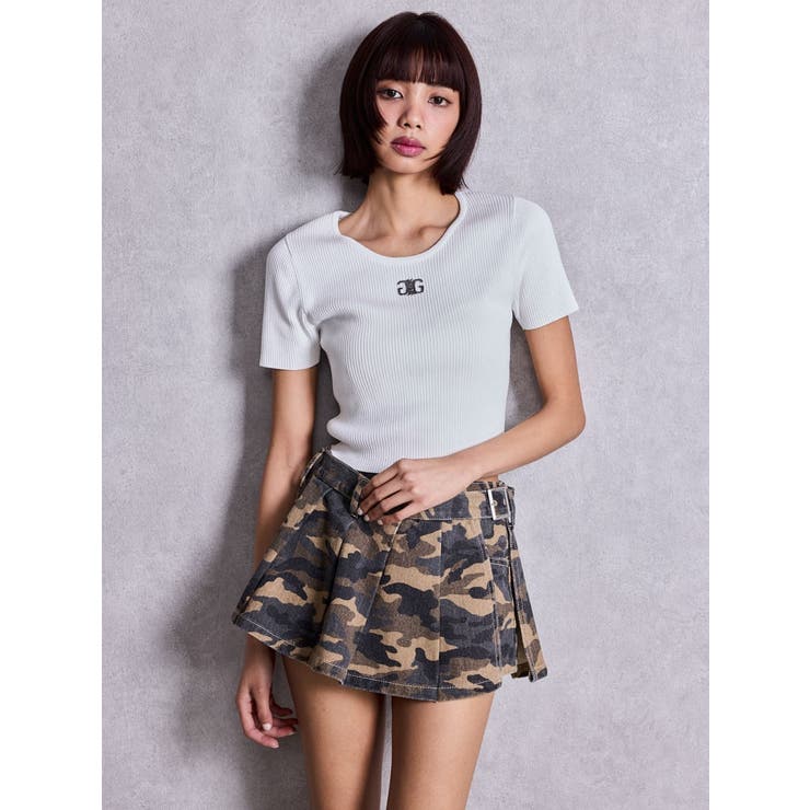 ハイウエストレイヤードプリーツスカートライクデニムショートパンツ | GYDA | 詳細画像3 