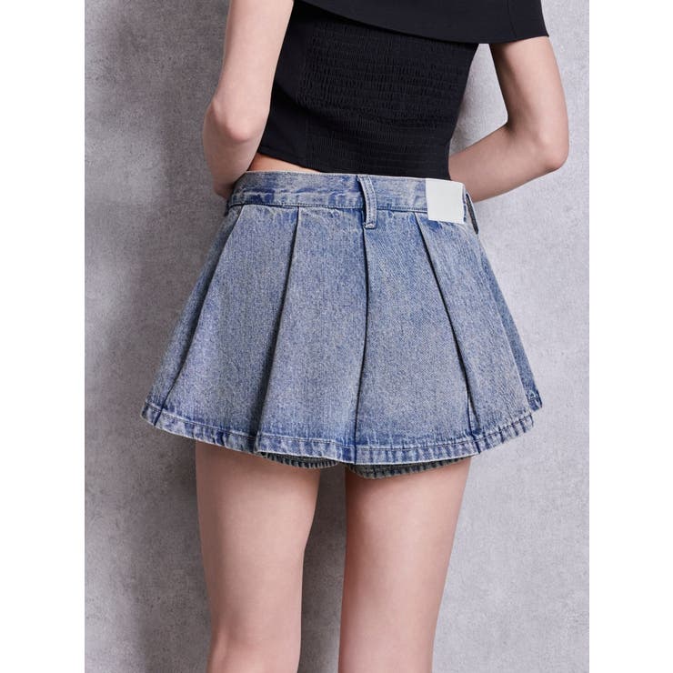 ハイウエストレイヤードプリーツスカートライクデニムショートパンツ | GYDA | 詳細画像33 