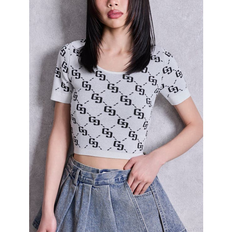 オフホワイト | GG jacquardラメニットTOPS | GYDA
