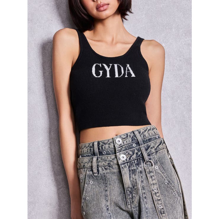ブラック | GYDA jacquardタンクニットトップス | GYDA