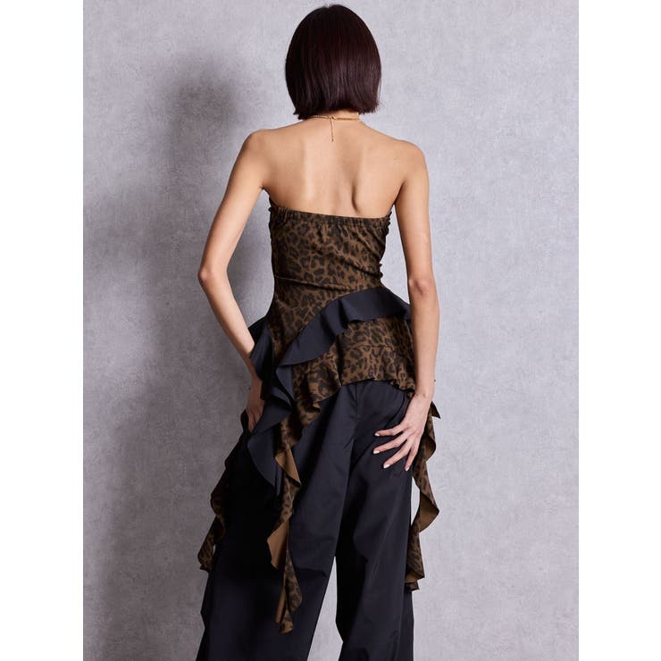 LEOPARD HEM DRAPE EDGEベアTOPS | GYDA | 詳細画像10 