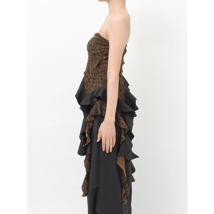 LEOPARD HEM DRAPE EDGEベアTOPS | GYDA | 詳細画像17 