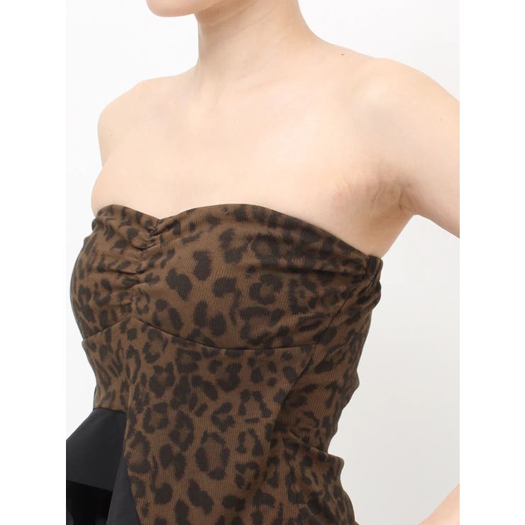 LEOPARD HEM DRAPE EDGEベアTOPS | GYDA | 詳細画像20 