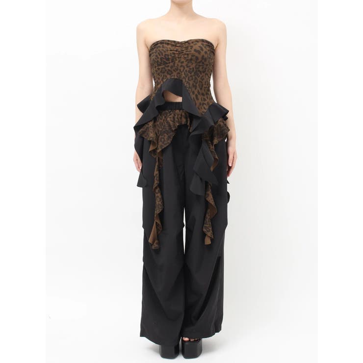 LEOPARD HEM DRAPE EDGEベアTOPS | GYDA | 詳細画像23 