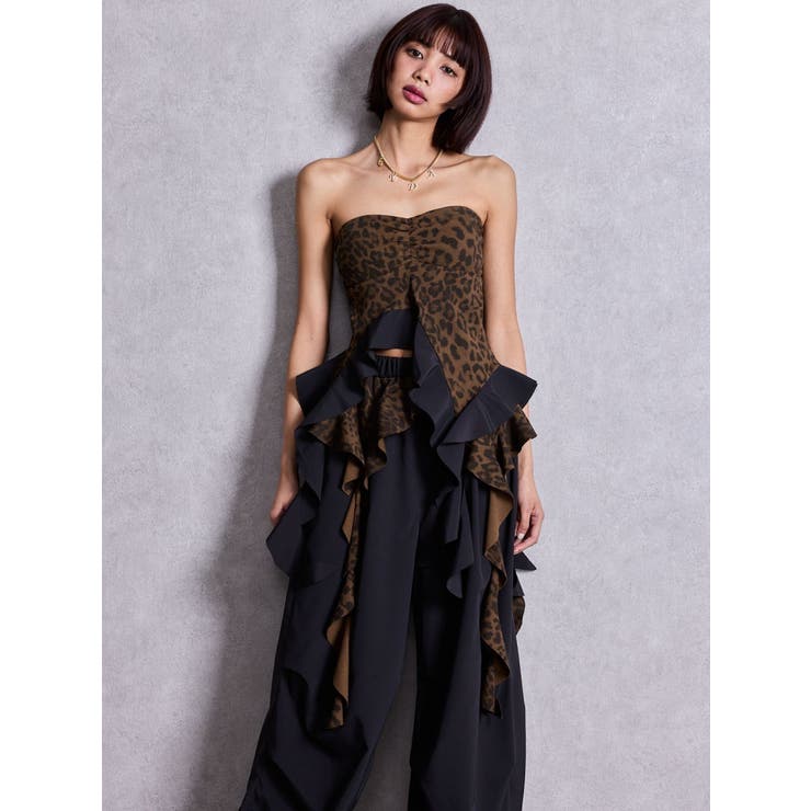 LEOPARD HEM DRAPE EDGEベアTOPS | GYDA | 詳細画像8 