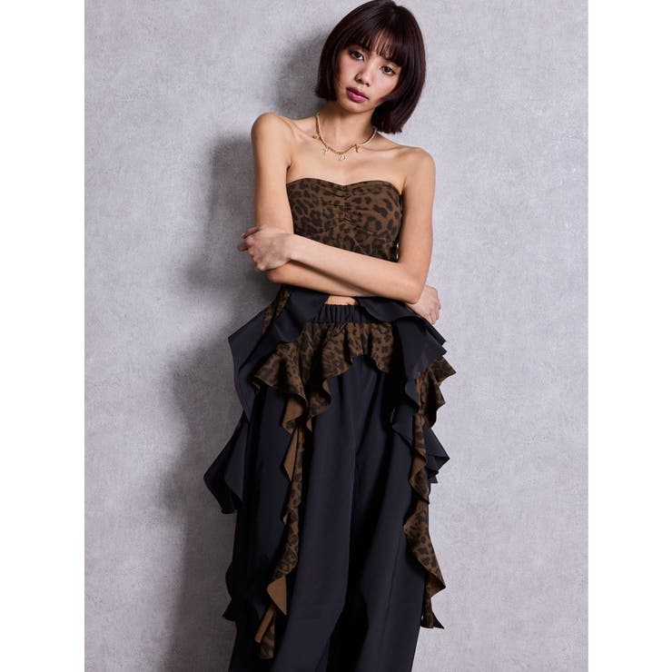 LEOPARD HEM DRAPE EDGEベアTOPS | GYDA | 詳細画像9 