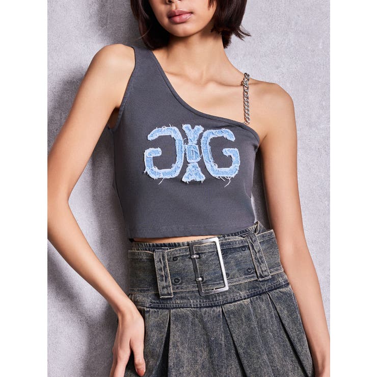 チャコールグレー | Denim Symmetry GYDAワンショルチェーンタンクトップ | GYDA