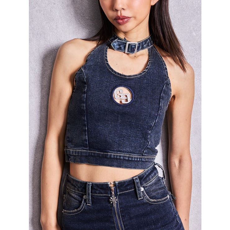 GG bijou MOLDチョーカーデニムショートTOPS[品番：MKSW0069978]｜GYDA