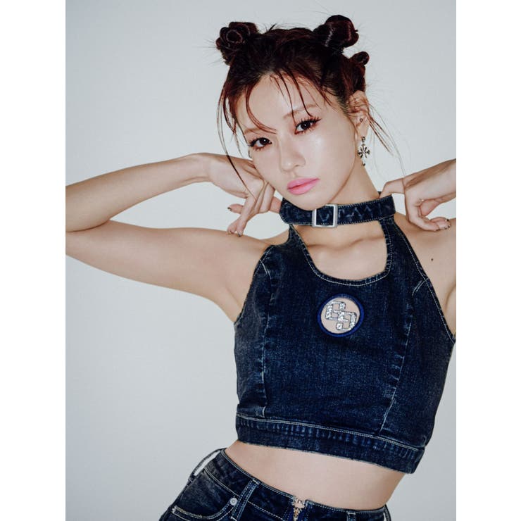 GG bijou MOLDチョーカーデニムショートTOPS[品番：MKSW0069978]｜GYDA
