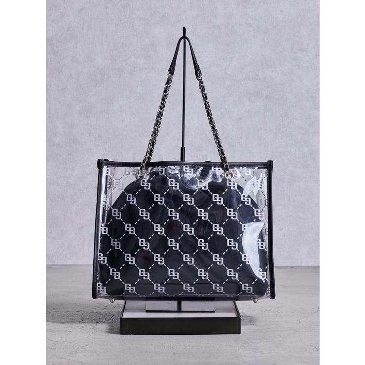 ブラック | GG glitter print clearトートBAG | GYDA