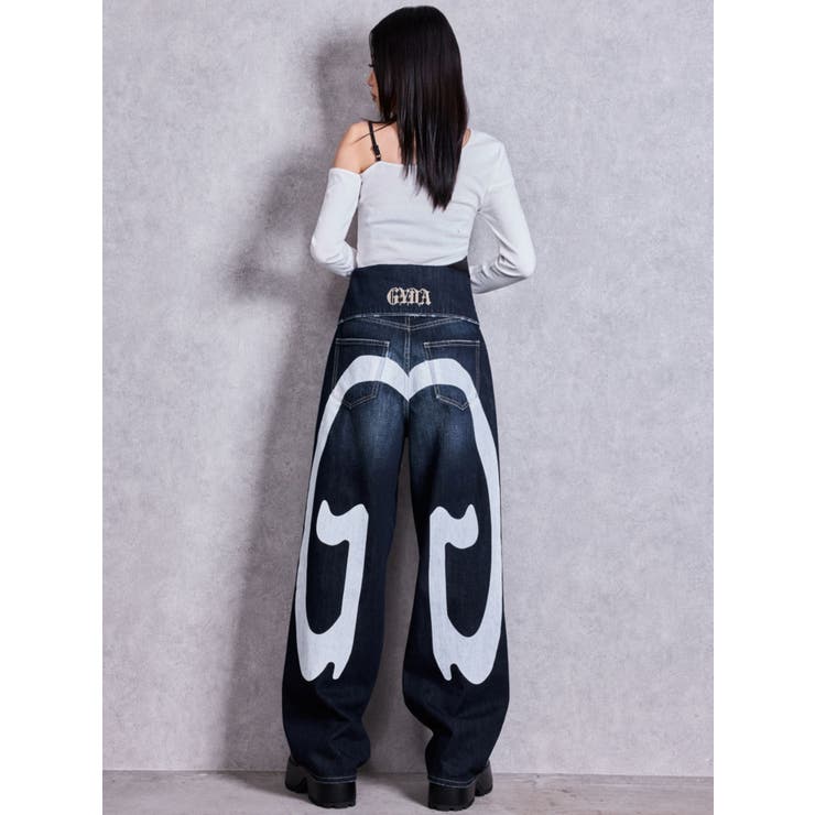 ハイウエストTurn Down G Printワイドデニムパンツ | GYDA | 詳細画像15 