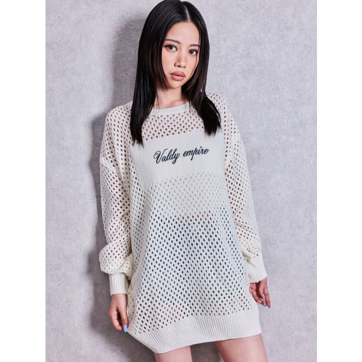Valdy empire embroideryメッシュニットトップス | GYDA | 詳細画像10 