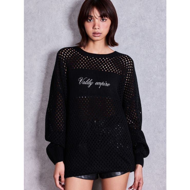 Valdy empire embroideryメッシュニットトップス | GYDA | 詳細画像2 