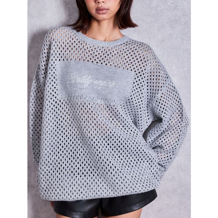 グレー | Valdy empire embroideryメッシュニットトップス | GYDA