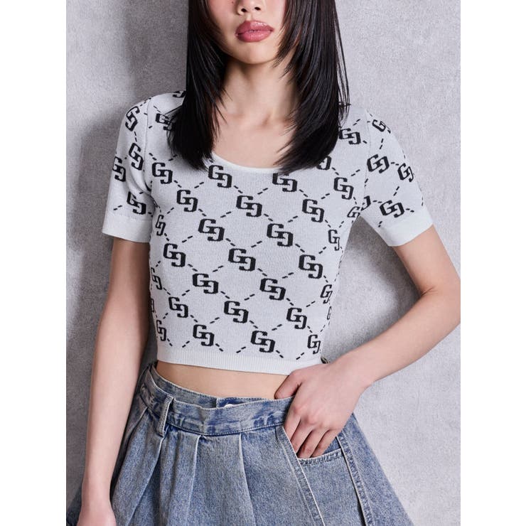 オフホワイト | GG jacquardラメニットTOPS | GYDA
