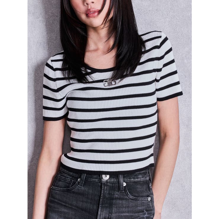 ミックス | symmetry GYDAプレートハーフスリーブニットTOPS | GYDA