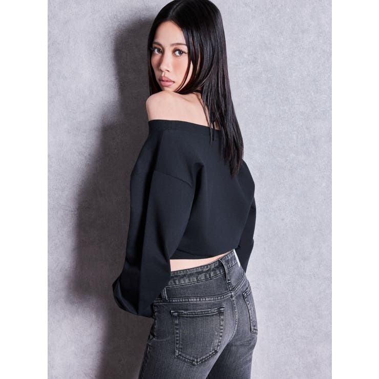 フロントクロスストラップオフショルショートスウェットトップス | GYDA | 詳細画像12 