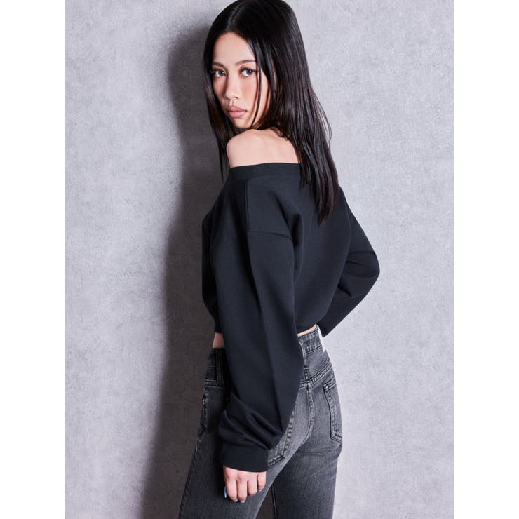 フロントクロスストラップオフショルショートスウェットトップス | GYDA | 詳細画像13 