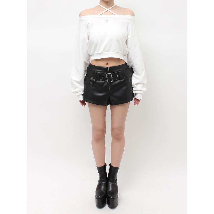 フロントクロスストラップオフショルショートスウェットトップス | GYDA | 詳細画像28 