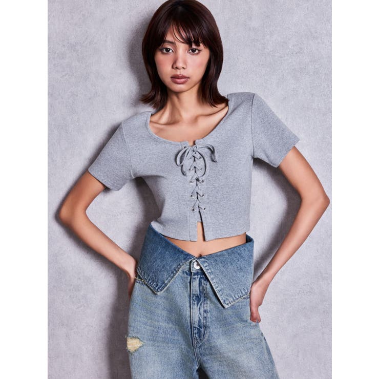 BUNNY 2WAYレースアップショートTシャツ | GYDA | 詳細画像3 