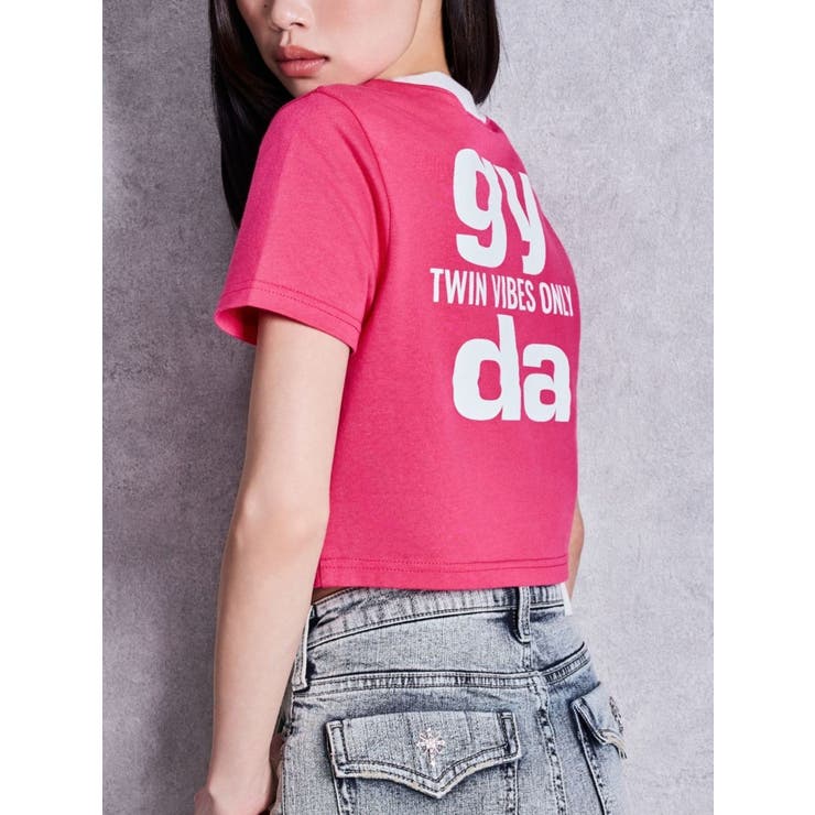 ピンク | Square gydaバイカラーショートTシャツ | GYDA