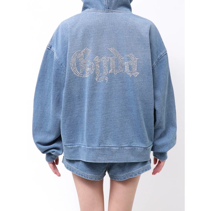 BACK GYDAラインストーンカットデニムパーカー | GYDA | 詳細画像16 