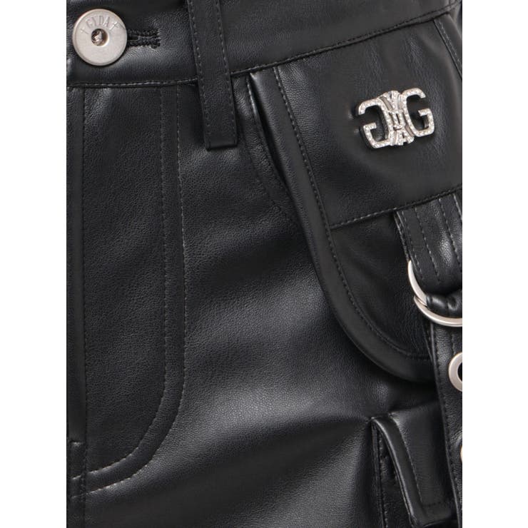 ハイウエストEYELET STRAP CARGOフェイクレザーショートパンツ | GYDA | 詳細画像24 