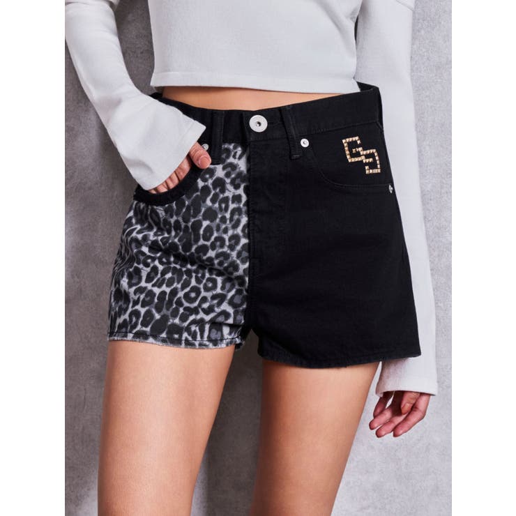 ブラック | GG studs leopardショートパンツ | GYDA