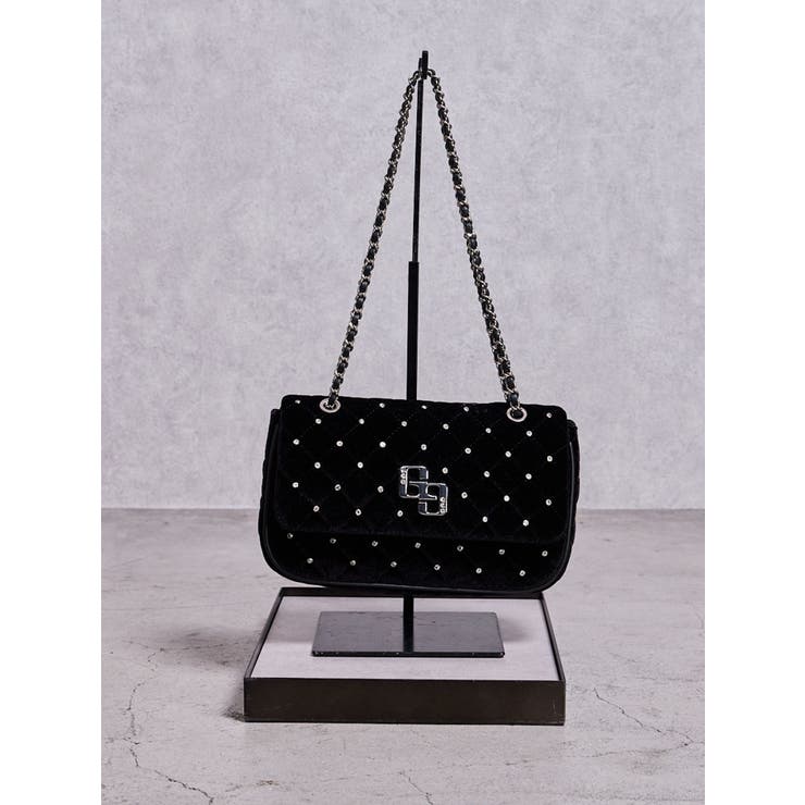 ブラック | GGベロアbijou quiltingショルダーBAG | GYDA