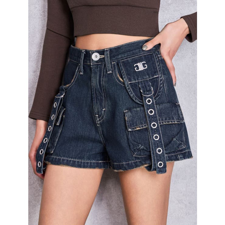 ハイウエストEYELET STRAP CARGOショートパンツ | GYDA | 詳細画像28 