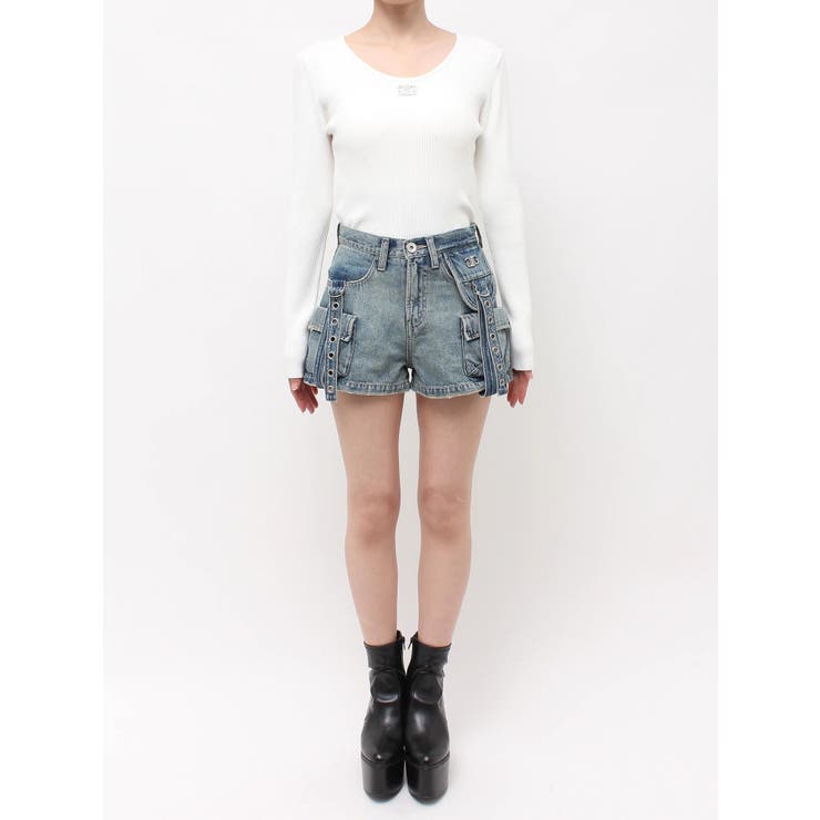 ハイウエストEYELET STRAP CARGOショートパンツ | GYDA | 詳細画像42 