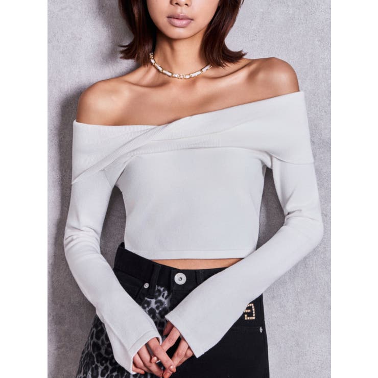 TWISTオフショルタイトニットトップス | GYDA | 詳細画像1 