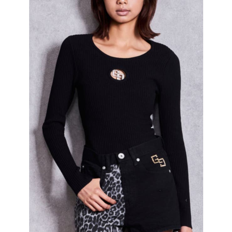 ブラック | GG bijou MOLD long sleeveニットトップス | GYDA