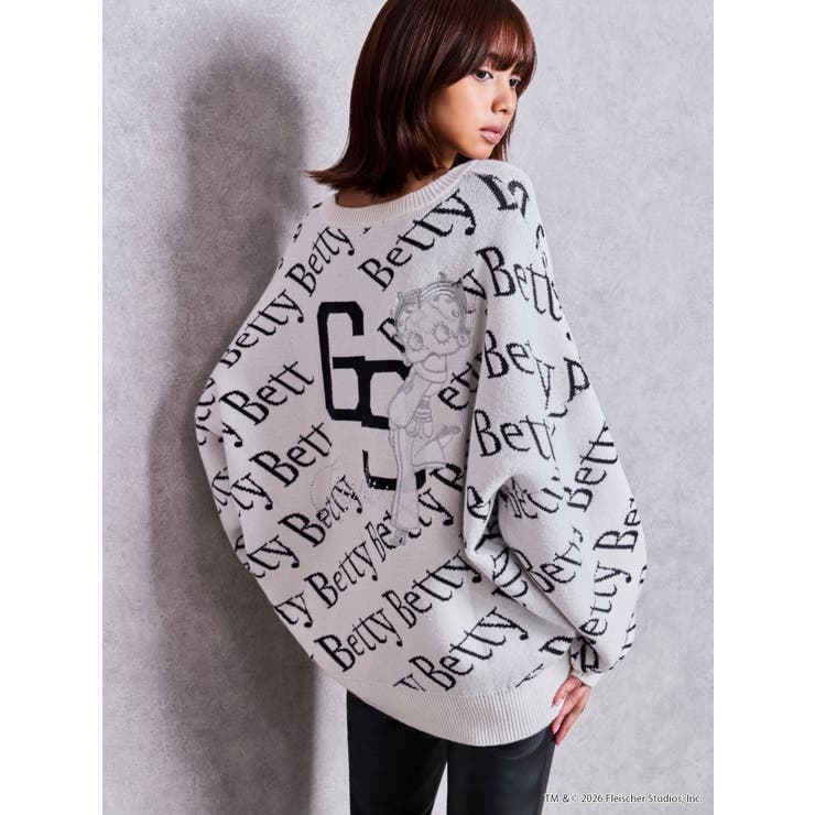 オフホワイト | BETTY×GYDA slanting patternニットトップス | GYDA