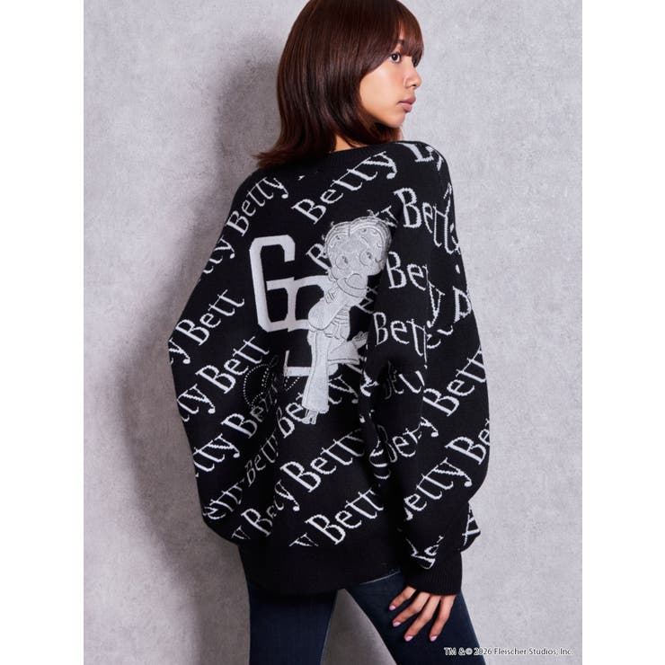ブラック | BETTY×GYDA slanting patternニットトップス | GYDA