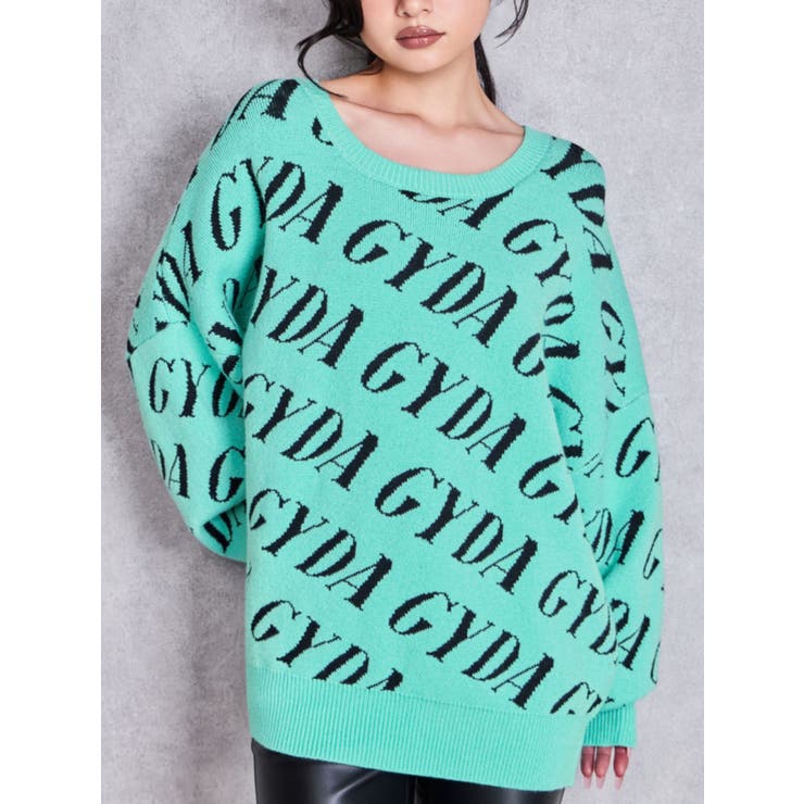 ミントグリーン | GYDA SLANT PATTERNニットトップス | GYDA