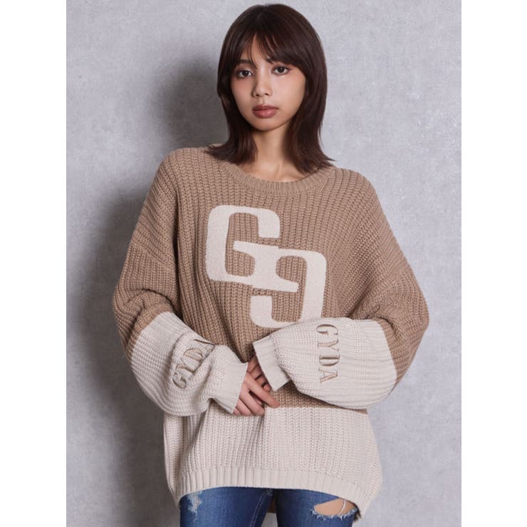 GG embroidery bicolorニットトップス | GYDA | 詳細画像11 