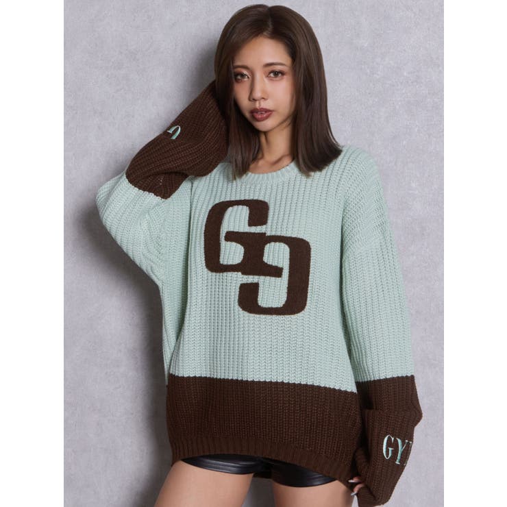 GG embroidery bicolorニットトップス | GYDA | 詳細画像17 