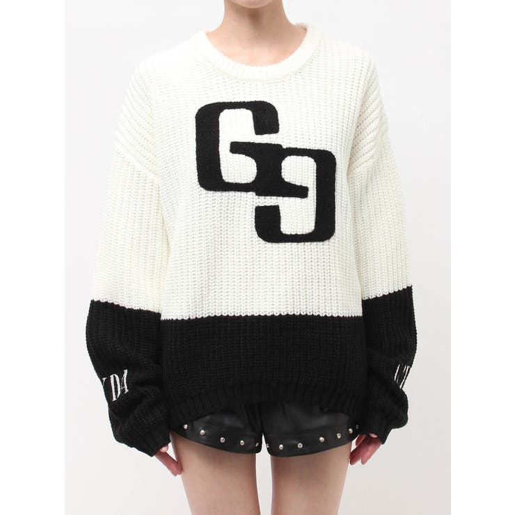 GG embroidery bicolorニットトップス | GYDA | 詳細画像22 