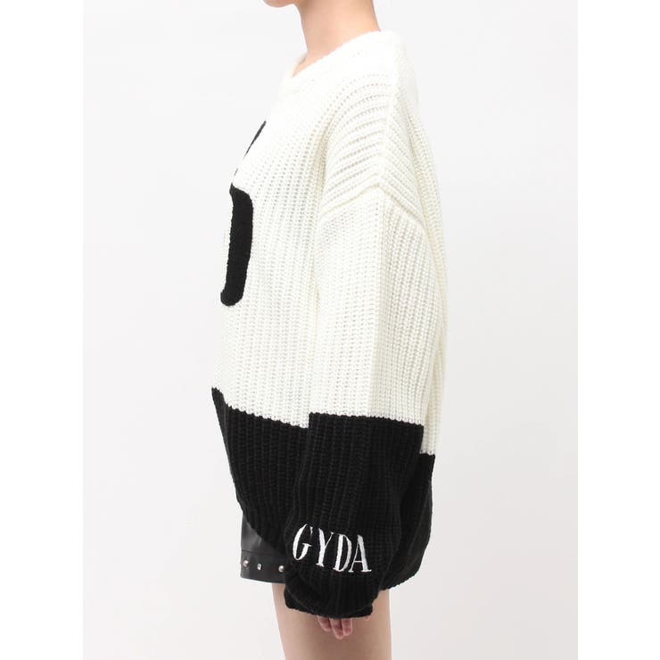 GG embroidery bicolorニットトップス | GYDA | 詳細画像23 