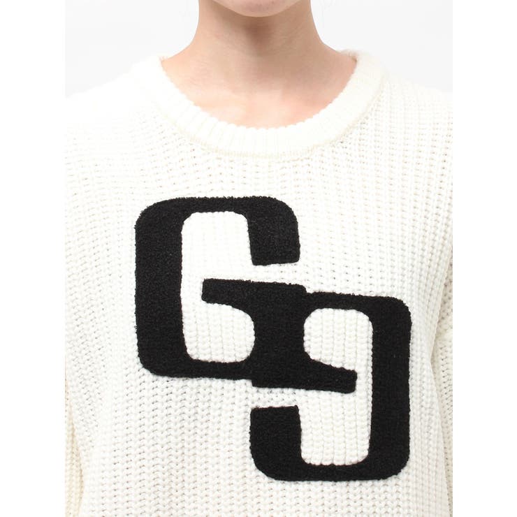 GG embroidery bicolorニットトップス | GYDA | 詳細画像25 