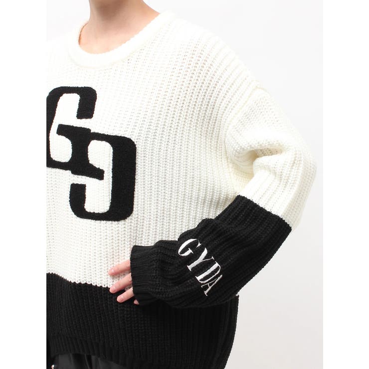 GG embroidery bicolorニットトップス | GYDA | 詳細画像26 