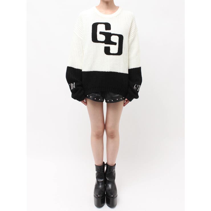 GG embroidery bicolorニットトップス | GYDA | 詳細画像28 