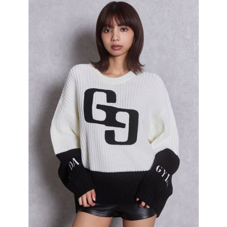 GG embroidery bicolorニットトップス | GYDA | 詳細画像3 