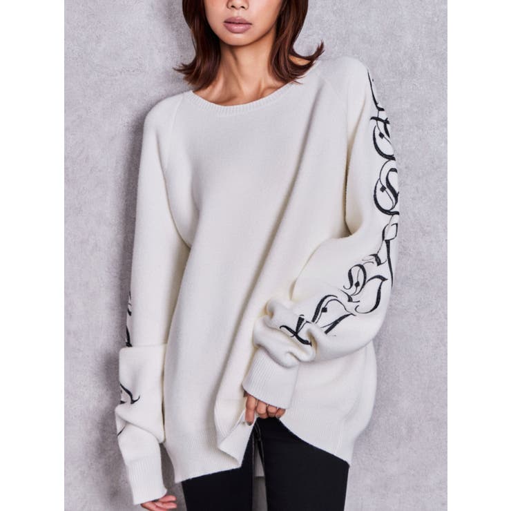 オフホワイト | 『予約受付中♥』Valdy empire embroideryニットトップス | GYDA