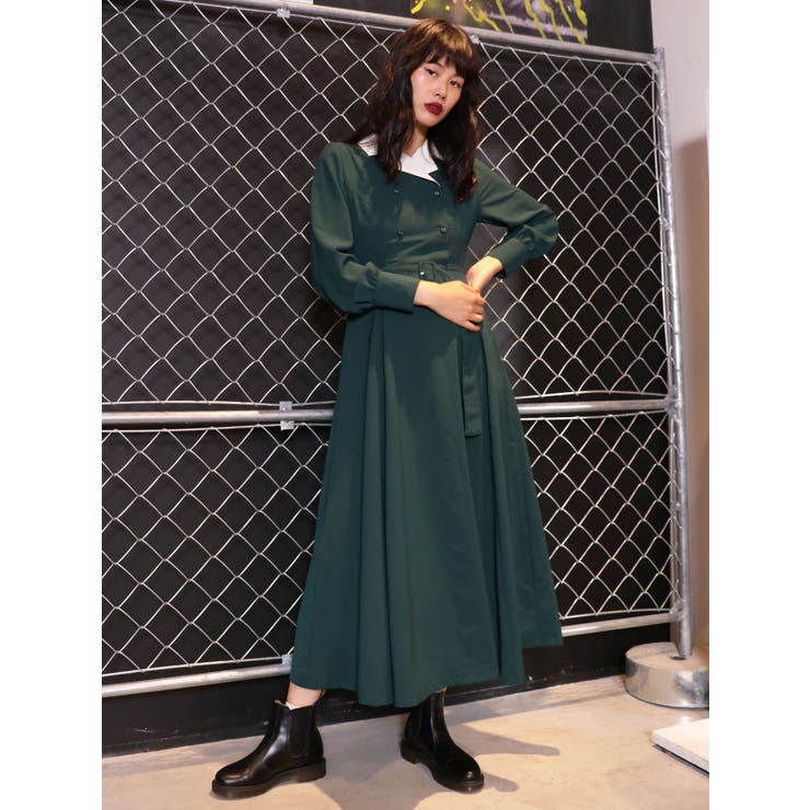 ヴィンテージダブルボタンワンピース[品番：MKSW0019032]｜jouetie